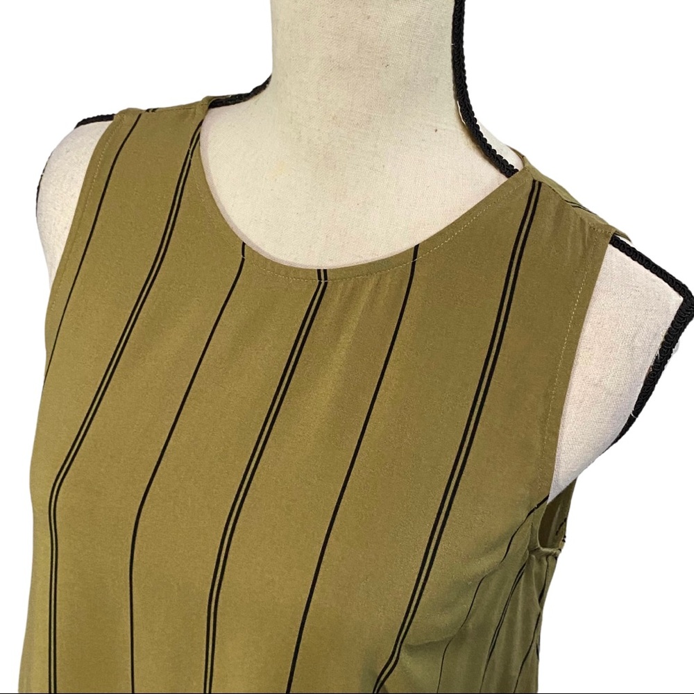 Madison Sleeveless Tunic S High Low Striped Dried Herb - Picture 3 of 12